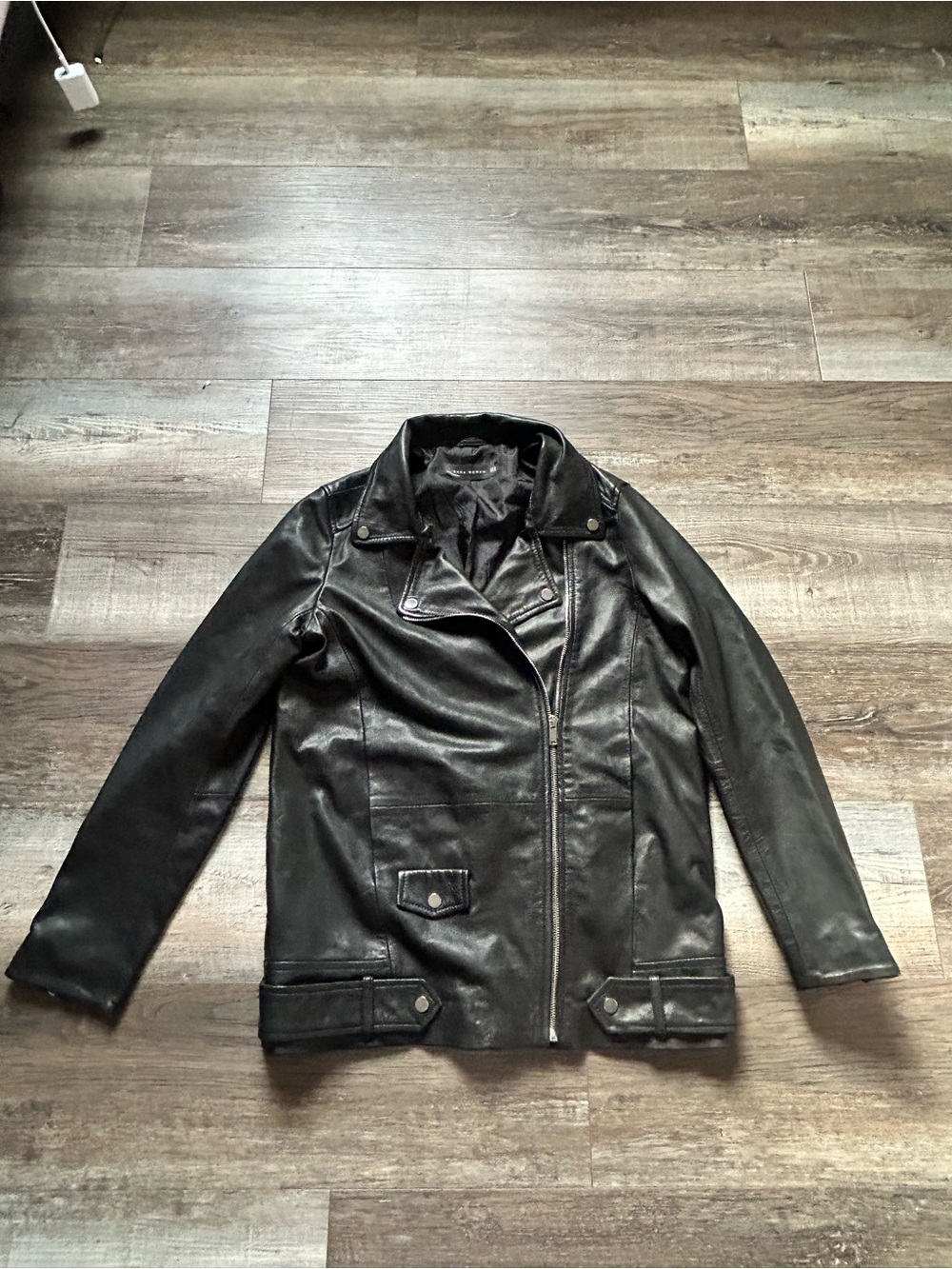 Zara Classic Black Faux Leather Moto Jacket